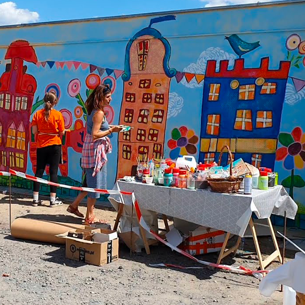 fresque de rue, activité solidaire peinture