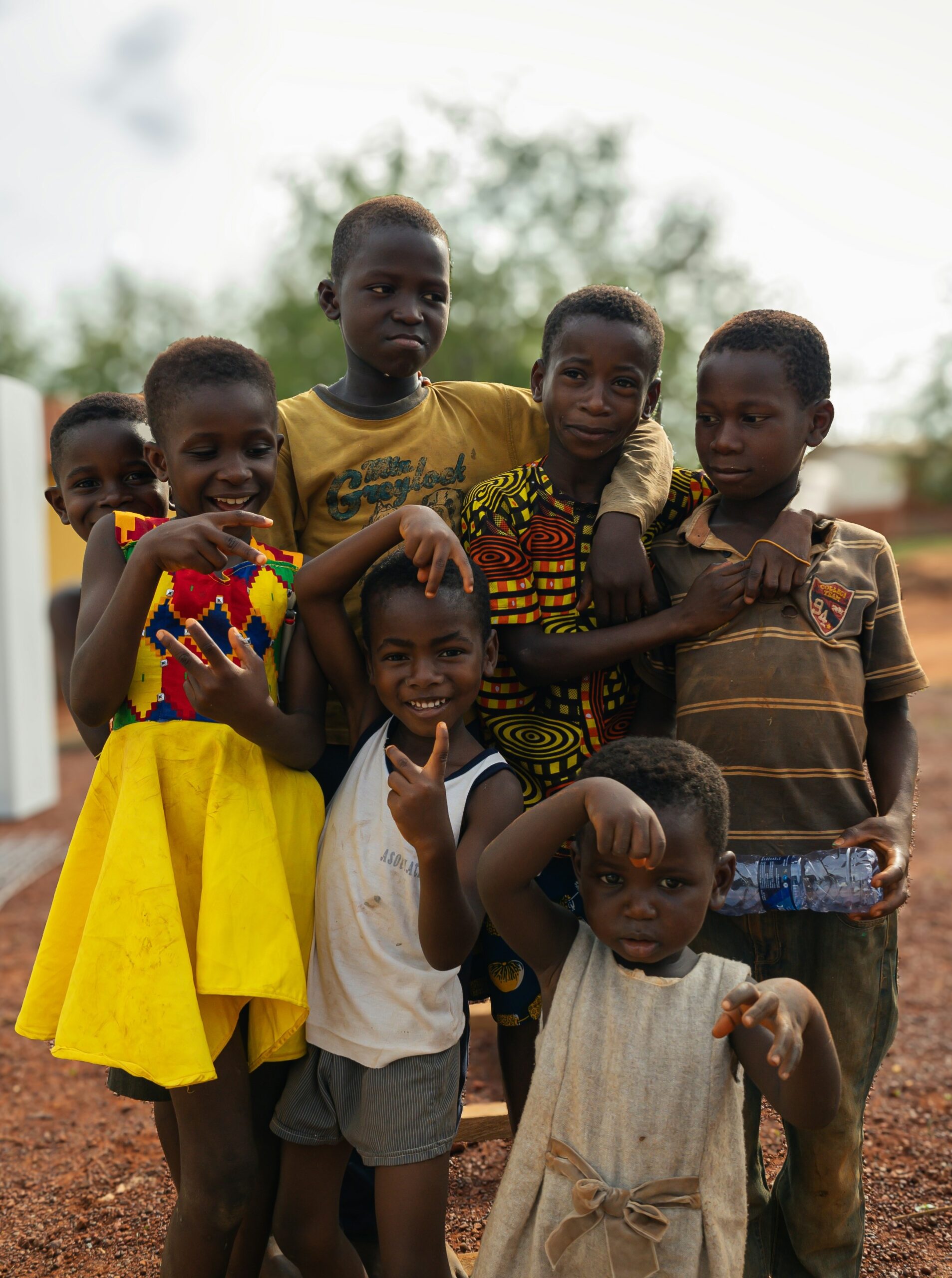 enfants, groupe, couleurs, jaune, Afrique